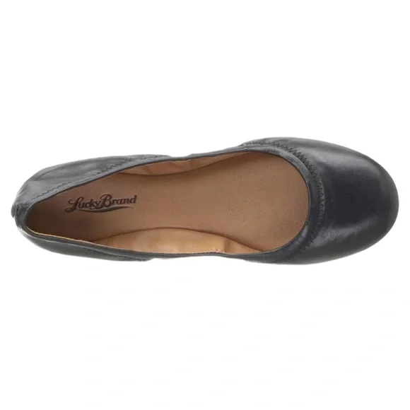 Lucky Brand NIB Emmie Leather Ballet Flats in Black Size 8.5 NEW - Picture 2 of 9
